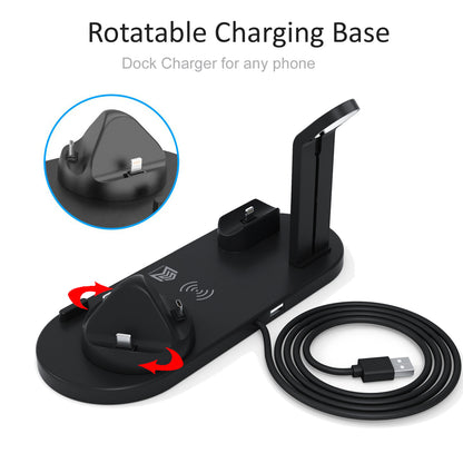 6-in-1 Multifunctional Wireless Vertical Desktop Phone Charging Bracket